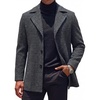 COOFANDY Mens Pea Coat Single Breasted Peacoat Winter Short Trench Coat(Plaid Black)