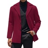 COOFANDY Mens Pea Coat Single Breasted Peacoat Winter Short Trench Coat(Wine Red)