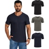 COOFANDY Mens V Neck T-Shirts Short Sleeve Stretch Casual Classic Basic Tee Soft Undershirts(Black/Olive Green/Drak Blue-3 Pack)