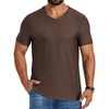 COOFANDY Mens V Neck T-Shirts Short Sleeve Stretch Casual Classic Basic Tee Soft Undershirts(Brown-1 Pack)