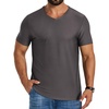 COOFANDY Mens V Neck T-Shirts Short Sleeve Stretch Casual Classic Basic Tee Soft Undershirts(Dark Grey-1 Pack)