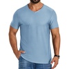 COOFANDY Mens V Neck T-Shirts Short Sleeve Stretch Casual Classic Basic Tee Soft Undershirts(Light Bue-1 Pack)