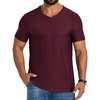 COOFANDY Mens V Neck T-Shirts Short Sleeve Stretch Casual Classic Basic Tee Soft Undershirts(Wine Red-1 Pack)