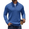 COOFANDY Quarter Zip Pullover Men 1/4 Zip Sweaters Business Casual Sweater(Denim Blue)