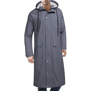 COOFANDY Long Rain Coats for Men Waterproof Trench Jacket with Hood(Dark Grey)