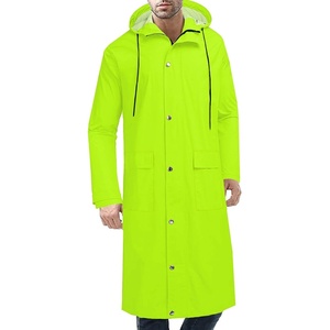 COOFANDY Long Rain Coats for Men Waterproof Trench Jacket with Hood(Fluorescent Green)