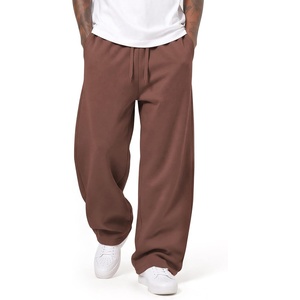 COOFANDY Mens Baggy Sweatpants Wide Leg Cotton Fleece Open Bottom Sweatpant(Brown(fleece))