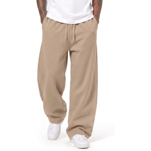 COOFANDY Mens Baggy Sweatpants Wide Leg Cotton Fleece Open Bottom Sweatpant(Dark Khaki(fleece))