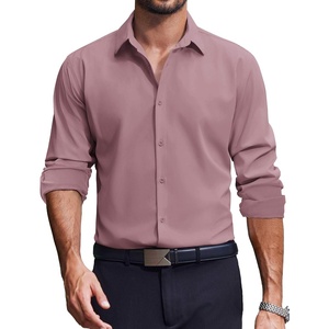 COOFANDY Men’s Dress Shirts Long Sleeve Casual Button Down Shirt Solid Regular Fit Formal Business Shirts(Lotus Pink)