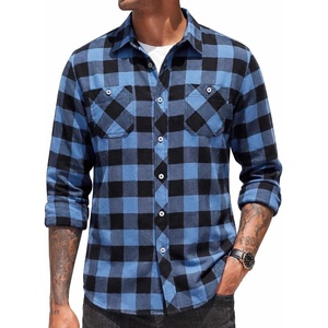 COOFANDY Men’s Flannel Plaid Shirts Long Sleeve Casual Button Down Shirt with Pockets(Light Blue)