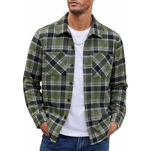 COOFANDY Men’s Flannel Shirts Casual Button Down Plaid Shirt Jacket Long Sleeve Fleece Shacket with Pockets(Light Green)