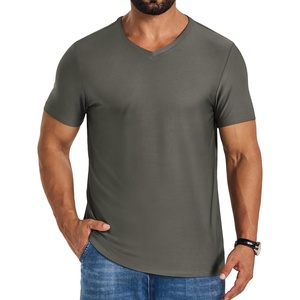 COOFANDY Mens V Neck T-Shirts Short Sleeve Stretch Casual Classic Basic Tee Soft Undershirts(Olive Green-1 Pack)