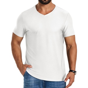 COOFANDY Mens V Neck T-Shirts Short Sleeve Stretch Casual Classic Basic Tee Soft Undershirts(White-1 Pack)