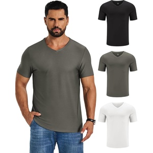COOFANDY Mens V Neck T-Shirts Short Sleeve Stretch Casual Classic Basic Tee Soft Undershirts(White/Black/Olive Green-3 Pack)