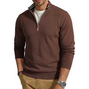 COOFANDY Quarter Zip Pullover Men 1/4 Zip Sweaters Business Casual Sweater(Caramel)