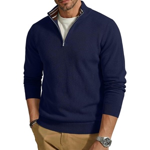 COOFANDY Quarter Zip Pullover Men 1/4 Zip Sweaters Business Casual Sweater(Navy Blue)