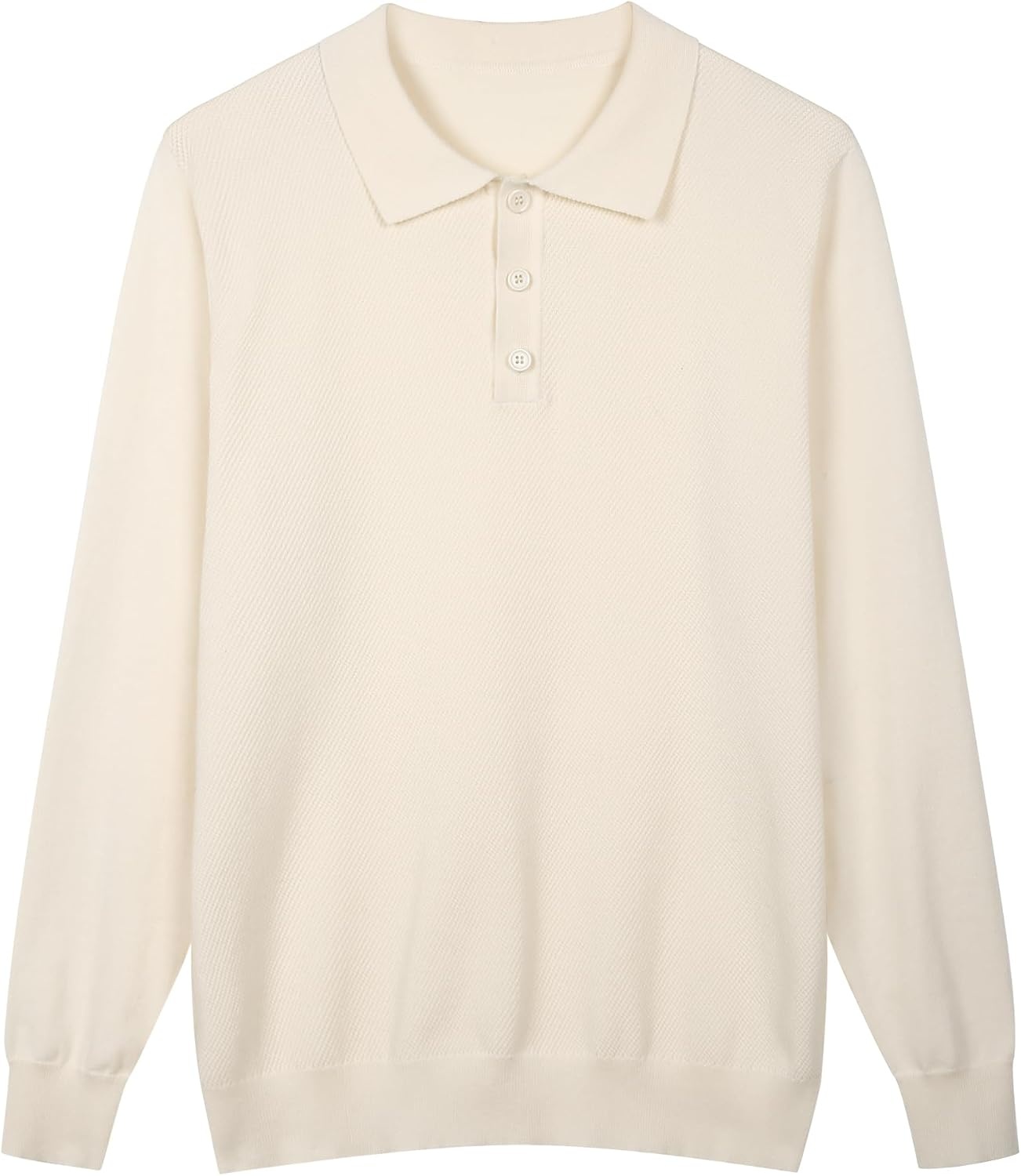 image:imageCOOFANDY Long Sleeve Polo Shirts for Men Lightweight Polo Slim Fit Waffle Collared PulloverChampagne