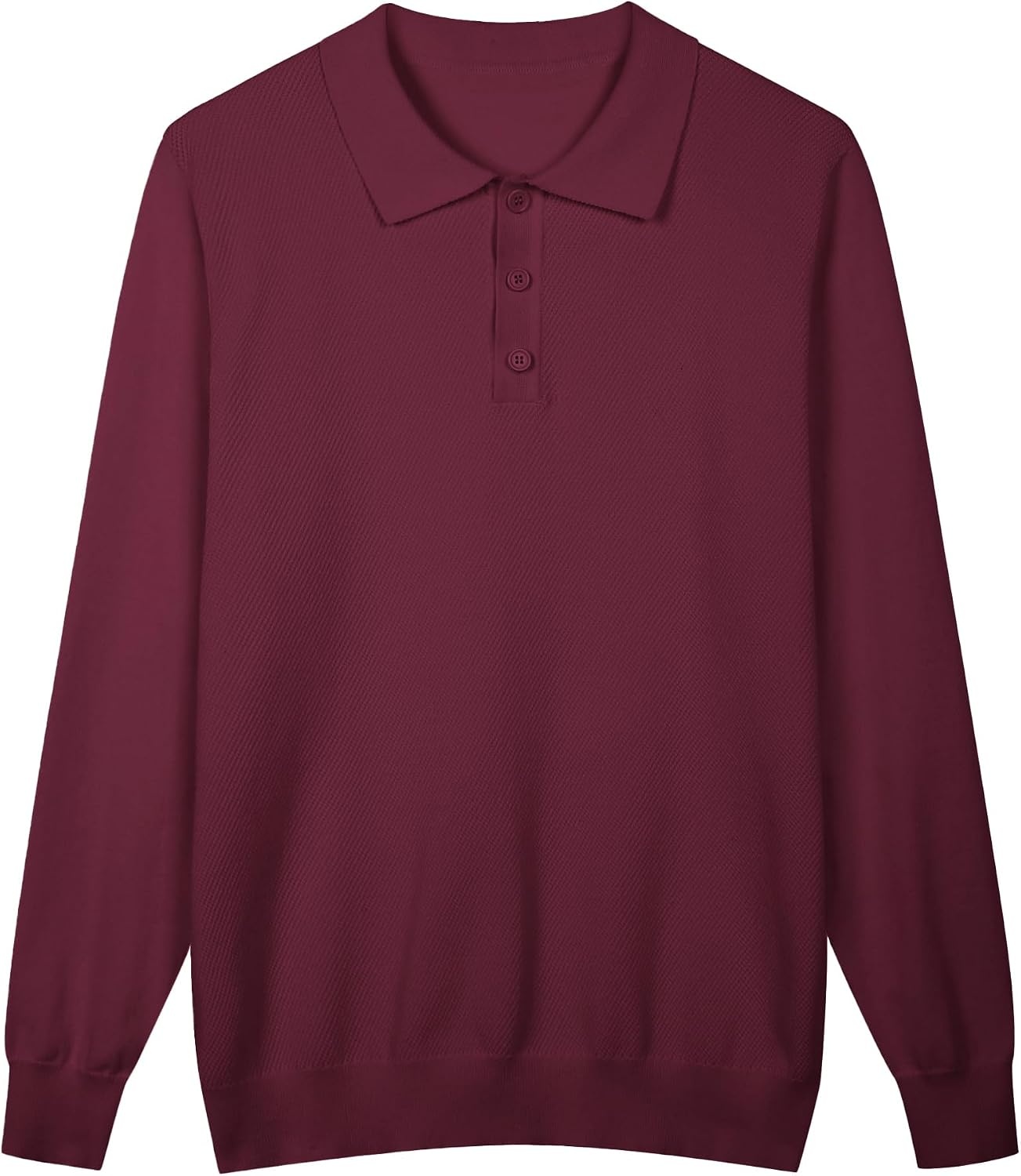 image:imageCOOFANDY Long Sleeve Polo Shirts for Men Lightweight Polo Slim Fit Waffle Collared PulloverDark Red