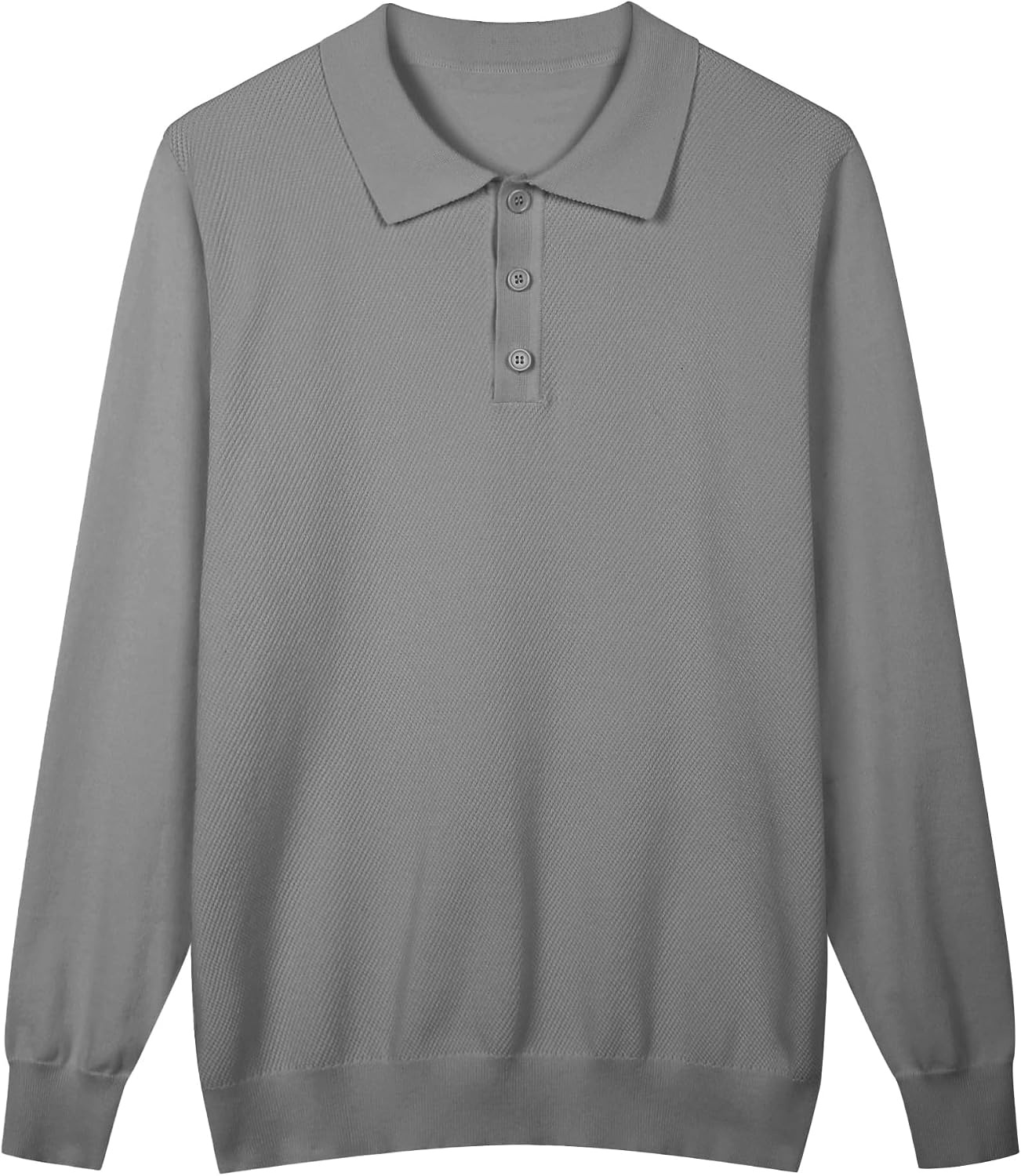 image:imageCOOFANDY Long Sleeve Polo Shirts for Men Lightweight Polo Slim Fit Waffle Collared PulloverGrey