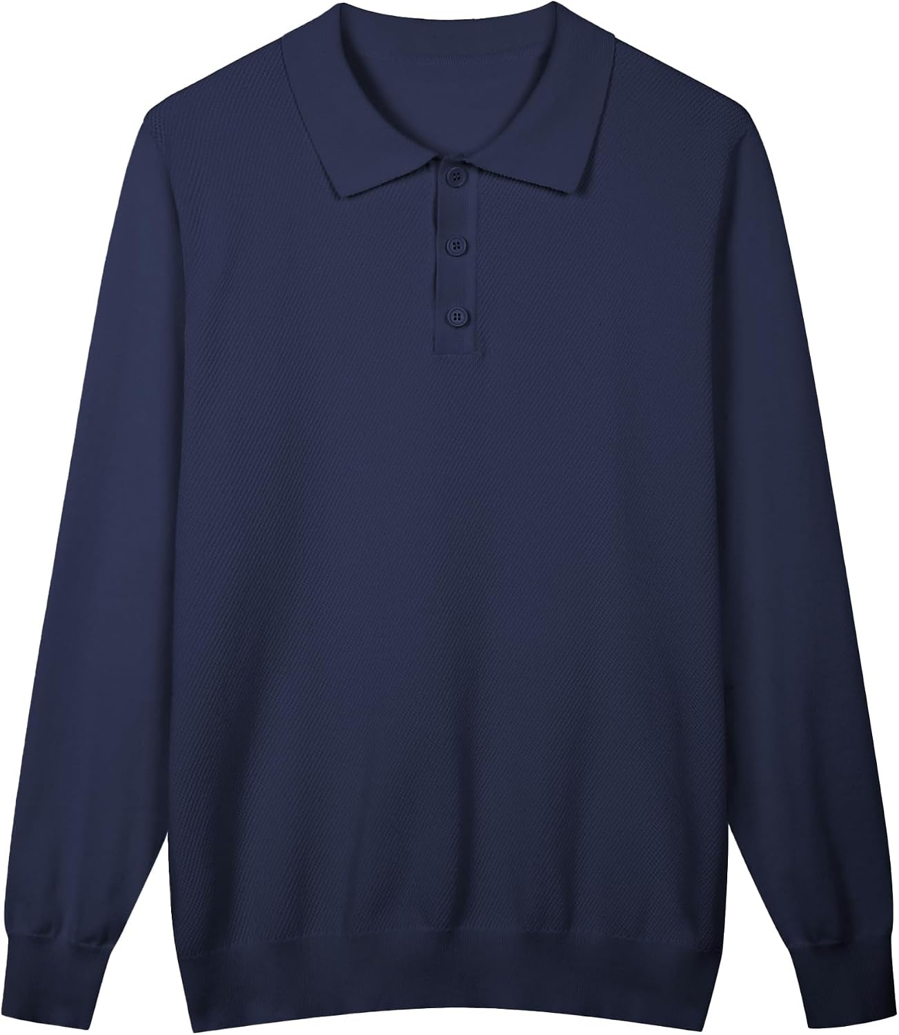 image:imageCOOFANDY Long Sleeve Polo Shirts for Men Lightweight Polo Slim Fit Waffle Collared PulloverNavy Blue