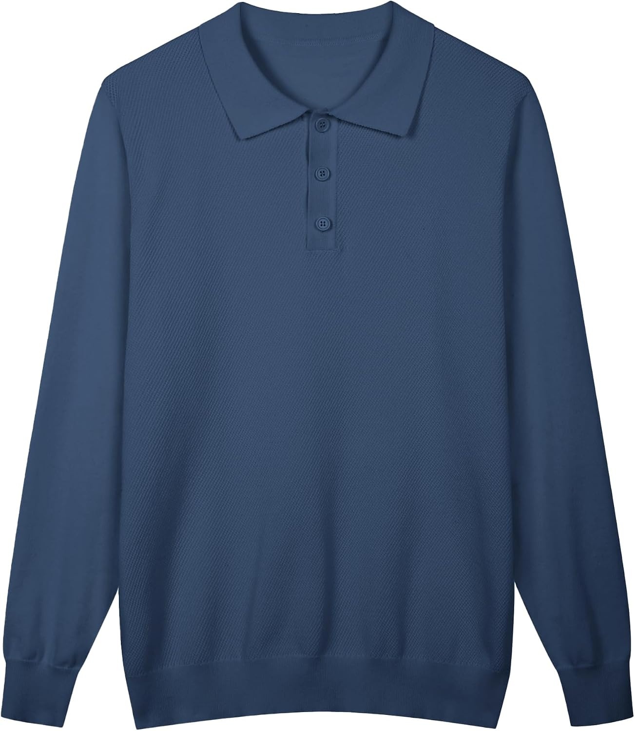 image:imageCOOFANDY Long Sleeve Polo Shirts for Men Lightweight Polo Slim Fit Waffle Collared PulloverPeacock Blue