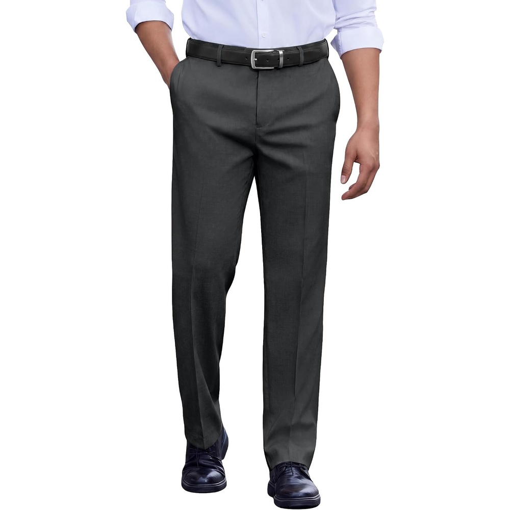 image:imageCOOFANDY Mens Classic Fit Dress Pants Flat Front Straight Suit PantDark Gery