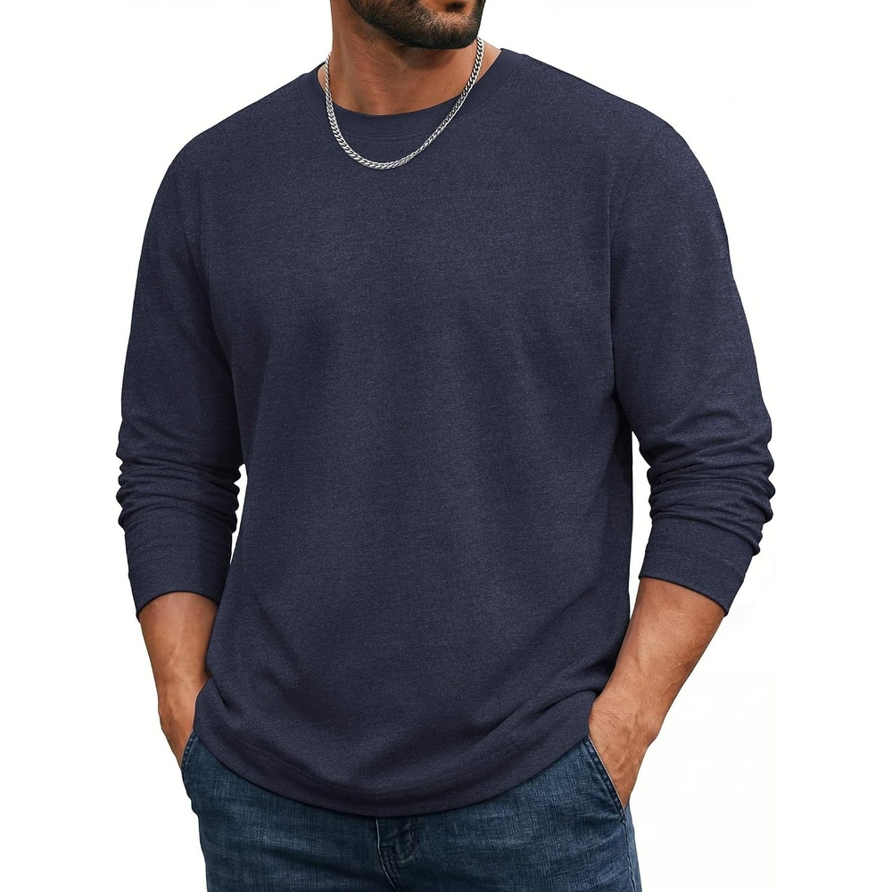 image:imageCOOFANDY Mens Long Sleeve Tee Shirts Cotton Casual Crew Neck Basic TShirtsMidnight Blue