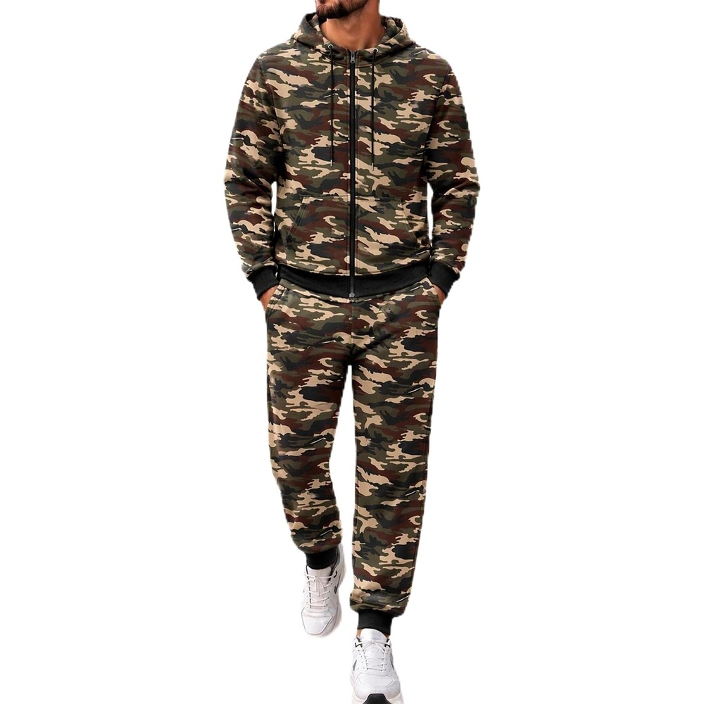 image:imageCOOFANDY Mens Tracksuits 2 Piece Set Full Zip Hoodie Jogging Sweat SuitsCamo 2
