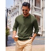 COOFANDY Long Sleeve Polo Shirts for Men Lightweight Polo Slim Fit Waffle Collared Pullover(Army Green)