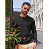 COOFANDY Long Sleeve Polo Shirts for Men Lightweight Polo Slim Fit Waffle Collared Pullover(Black)