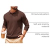 COOFANDY Long Sleeve Polo Shirts for Men Lightweight Polo Slim Fit Waffle Collared Pullover(Brown)
