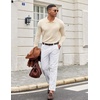 COOFANDY Long Sleeve Polo Shirts for Men Lightweight Polo Slim Fit Waffle Collared Pullover(Champagne)