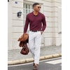 COOFANDY Long Sleeve Polo Shirts for Men Lightweight Polo Slim Fit Waffle Collared Pullover(Dark Red)