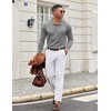 COOFANDY Long Sleeve Polo Shirts for Men Lightweight Polo Slim Fit Waffle Collared Pullover(Grey)