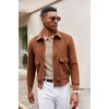 COOFANDY Long Sleeve Polo Shirts for Men Lightweight Polo Slim Fit Waffle Collared Pullover(Khaki)