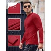 COOFANDY Men Dress Crewneck Sweater Pullover Knit Long Sleeve Casual Slim Fit Sweater(Red)