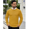 COOFANDY Men Dress Crewneck Sweater Pullover Knit Long Sleeve Casual Slim Fit Sweater(Yellow)