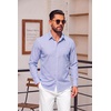 COOFANDY Mens Button Down Long Sleeve Plaid Cotton Wrinkle Free Dress Shirt(Light Blue White Plaid)