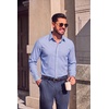 COOFANDY Mens Button Down Long Sleeve Plaid Cotton Wrinkle Free Dress Shirt(Light Blue White Plaid)