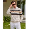 COOFANDY Mens Casual V Neck Sweater Knit Slim Fit Long Sleeve Pullover Top(Apricot Striped)