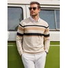 COOFANDY Mens Casual V Neck Sweater Knit Slim Fit Long Sleeve Pullover Top(Apricot Striped)