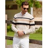 COOFANDY Mens Casual V Neck Sweater Knit Slim Fit Long Sleeve Pullover Top(Apricot Striped)