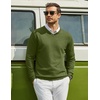 COOFANDY Mens Casual V Neck Sweater Knit Slim Fit Long Sleeve Pullover Top(Army Green)