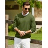 COOFANDY Mens Casual V Neck Sweater Knit Slim Fit Long Sleeve Pullover Top(Army Green)