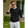 COOFANDY Mens Casual V Neck Sweater Knit Slim Fit Long Sleeve Pullover Top(Black)