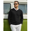 COOFANDY Mens Casual V Neck Sweater Knit Slim Fit Long Sleeve Pullover Top(Black)