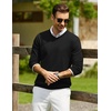 COOFANDY Mens Casual V Neck Sweater Knit Slim Fit Long Sleeve Pullover Top(Black)