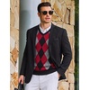 COOFANDY Mens Casual V Neck Sweater Knit Slim Fit Long Sleeve Pullover Top(Black-red)