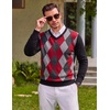 COOFANDY Mens Casual V Neck Sweater Knit Slim Fit Long Sleeve Pullover Top(Black-red)