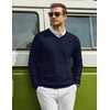COOFANDY Mens Casual V Neck Sweater Knit Slim Fit Long Sleeve Pullover Top(Blue)